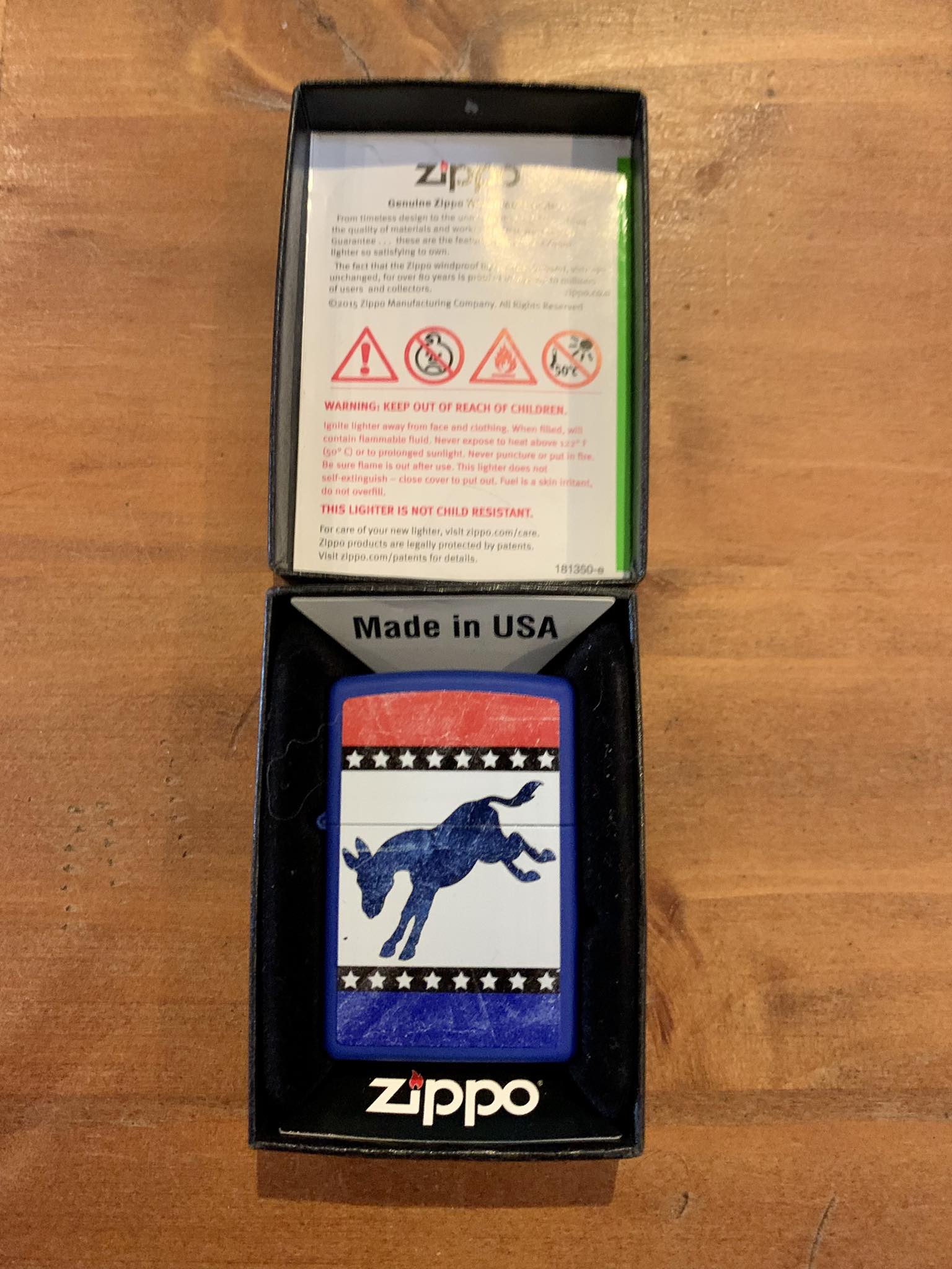 Briquet de la marque Zippo Democratic donkey USA Les Trouvailles de